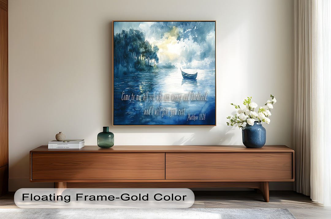 Matthew 11:28 – Find Rest in Christ Bible Verse Oil Painting