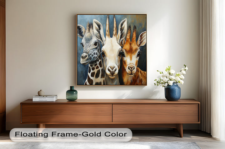 Trio of Giraffes – Animal Oil Painting