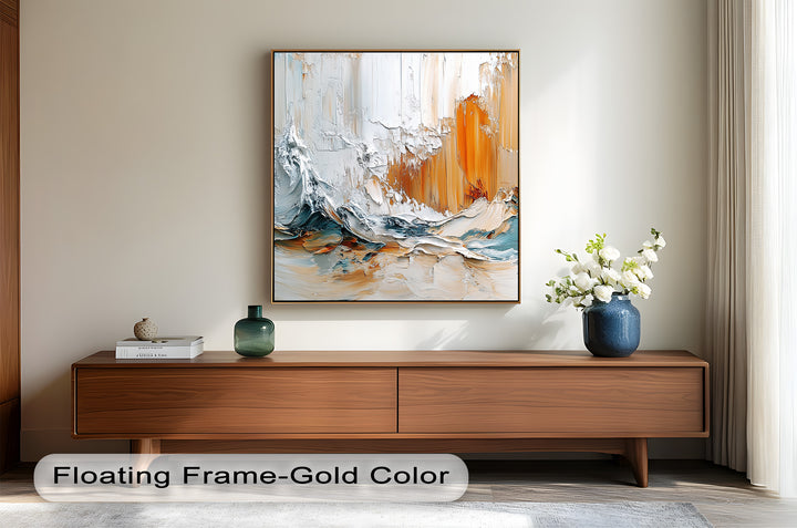 Elemental Surge – Abstract Ocean Cliff Oil Painting