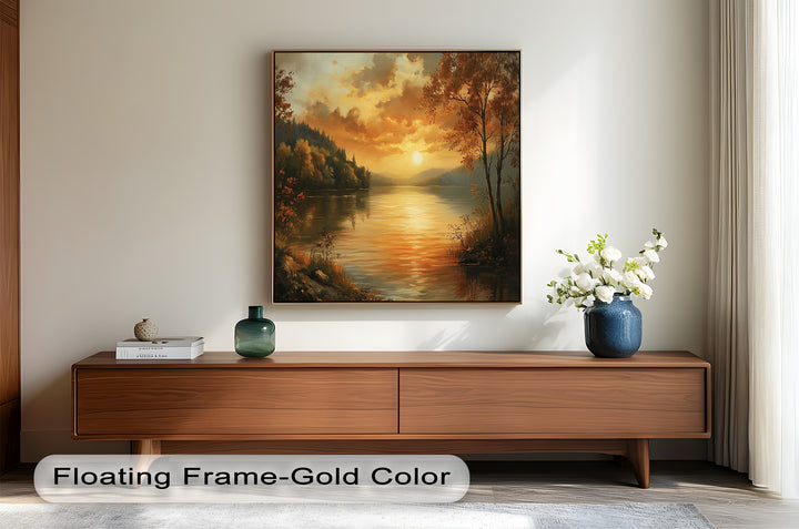 Golden Lake Sunset – Herbstreflexion Hudson River Ölgemälde