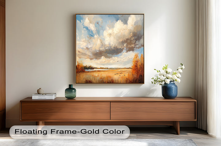 Autumn Meadow Wall Art – Impressionist Landscape Oil Painting