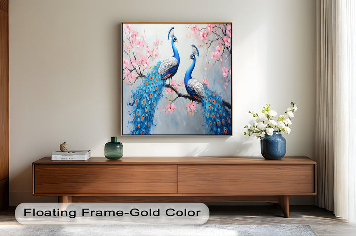 Peacocks Among Cherry Blossoms – Animal Oil Painting