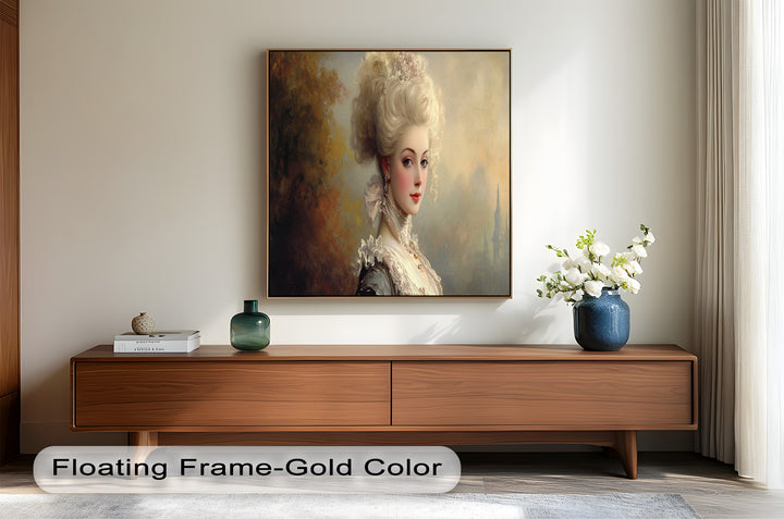 Rococo Grace Oil Painting – Portrait of a Noblewoman in Ivory Lace