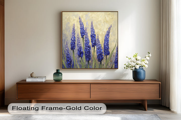 Lavender Spires in Bloom – Purple Blossom Flower Oil Painting
