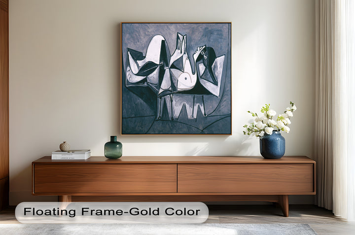 Geometry of Stillness – Monochrome Reclining Picasso Oil Painting