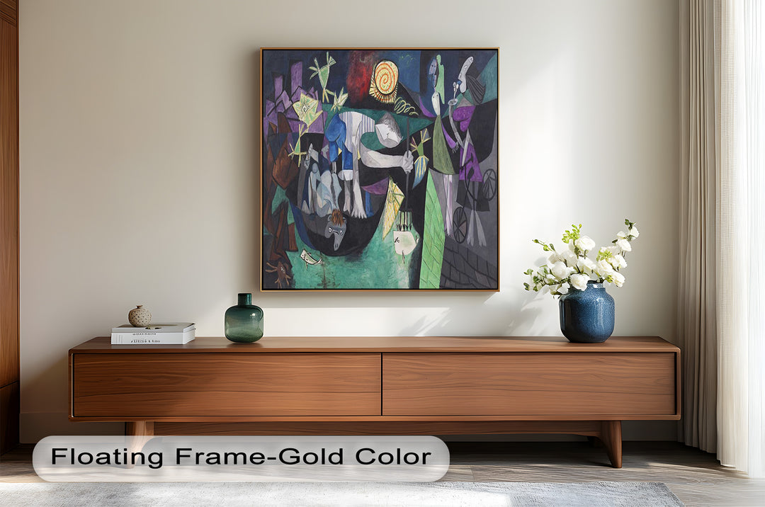 The Spiral Sun – Dynamic Surrealist Tableau Picasso Oil Painting