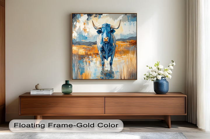 Blue Desert Bull – Animal Oil Painting