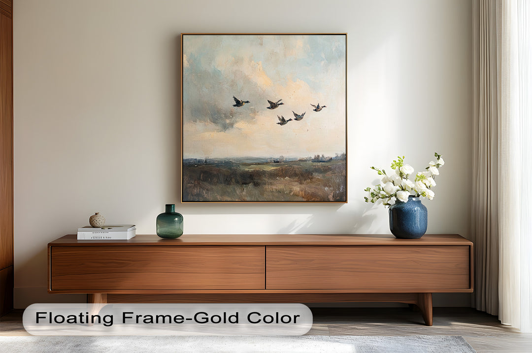 Flight Over the Marshlands – Ducks in Motion Oil Painting