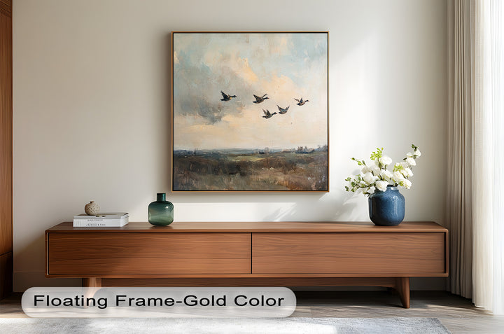 Flight Over the Marshlands – Ducks in Motion Oil Painting
