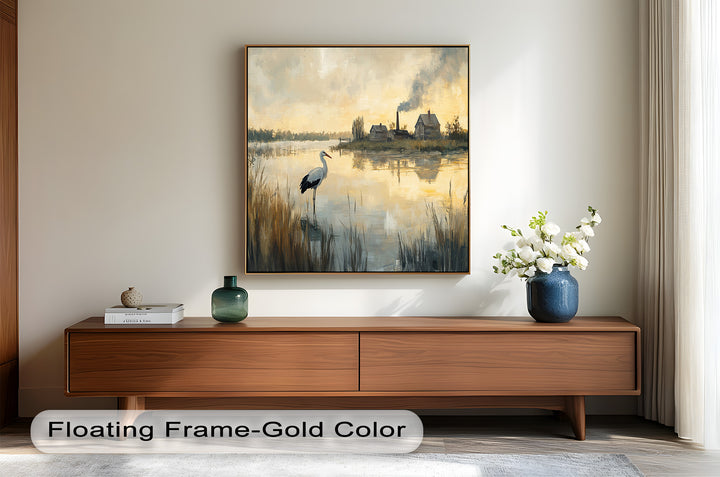 Stork at Dusk – Animal Oil Painting
