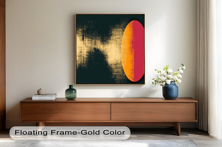 Bold abstract composition with sunset-inspired colors and minimalist design.
