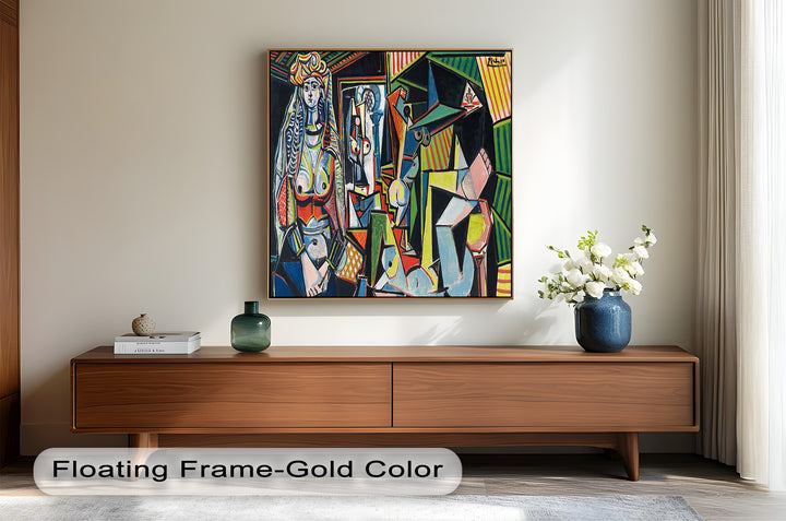 The Mirror Within – Bold Cubist Interior Picasso Oil Painting