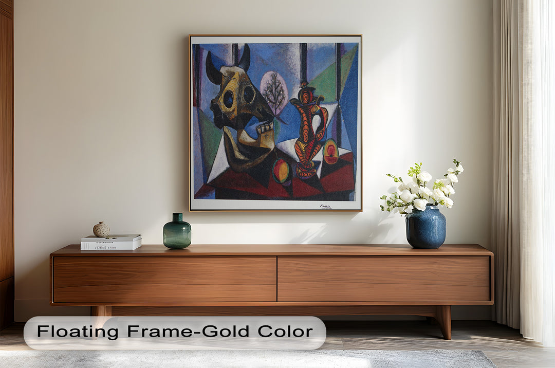 Still Life with Bull Skull – Symbolist Cubist Picasso Oil Painting