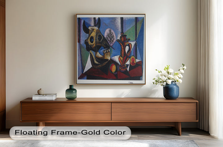 Still Life with Bull Skull – Symbolist Cubist Picasso Oil Painting