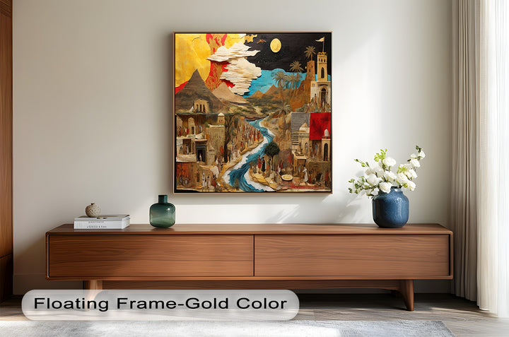 River of Time – Ancient Civilization Collage Picasso Oil Painting