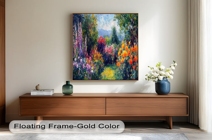 Sunlit Garden in Full Bloom – Impressionist Floral Oil Painting