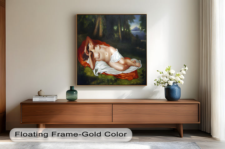 Goddess of the Grove – Renaissance Nude Reclining in Nature Oil Painting