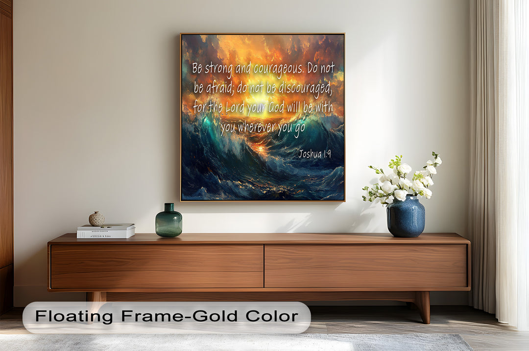 Joshua 1:9 – Courage & Strength Bible Verse Oil Painting