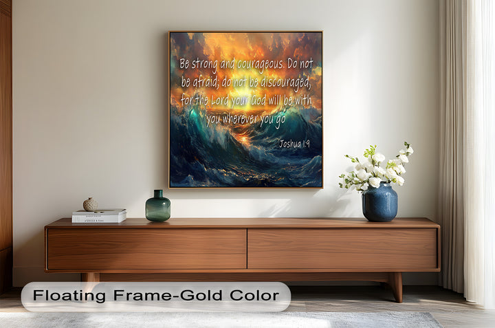 Joshua 1:9 – Courage & Strength Bible Verse Oil Painting