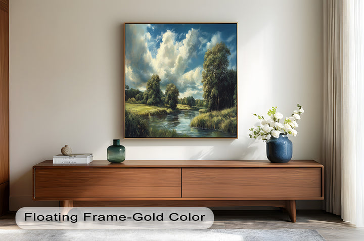 River Landscape Painting – Framed Oil Painting