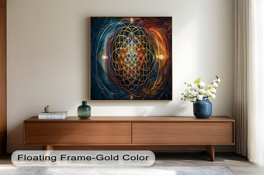 Spiritual Wall Art-Sacred Geometry Flower of Life Oil Painting
