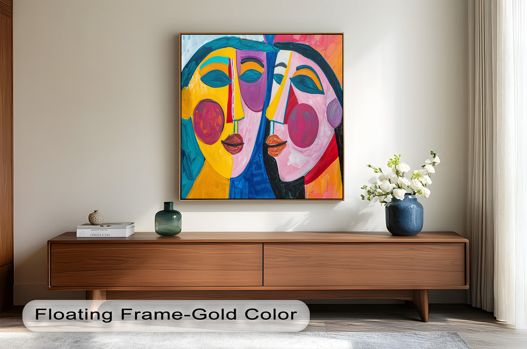Unified Gaze – Vibrant Dual Portrait Picasso Oil Painting