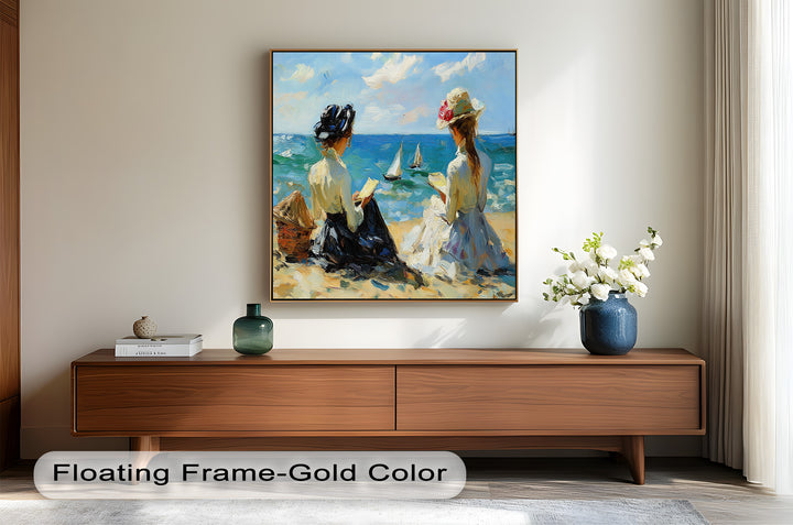Seaside Serenity with Sailboats – Impressionist Oil Painting