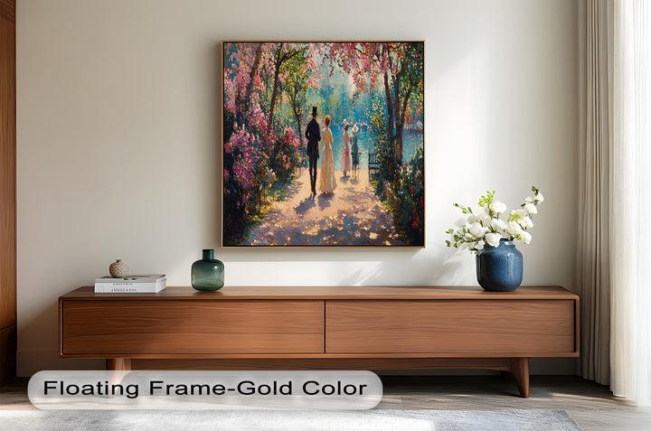 Springtime Promenade – Romantic Garden Path Impressionist Oil Painting