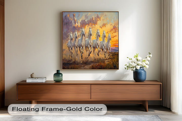 Run with the Sun – White Horses Oil Painting