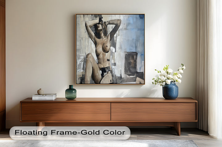Urban Solitude – Contemporary Nude Oil Painting in Monochrome Hues