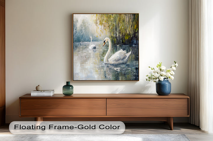 Swans on the Lake – Animal Oil Painting