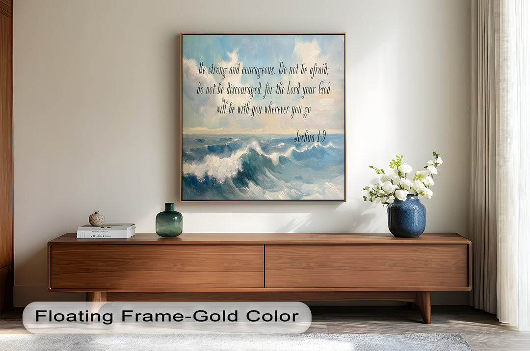Joshua 1:9 – Strength and Courage Bible Verse Oil Painting