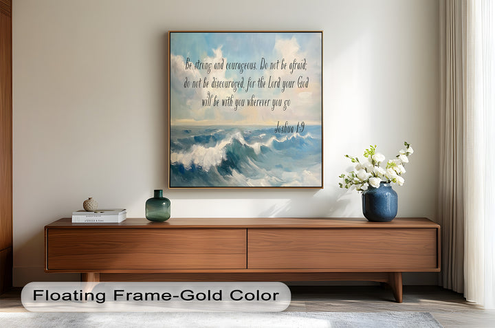 Joshua 1:9 – Strength and Courage Bible Verse Oil Painting