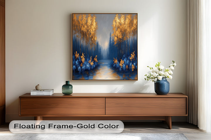 Golden Forest Landscape - Framed Autumn Oil Painting