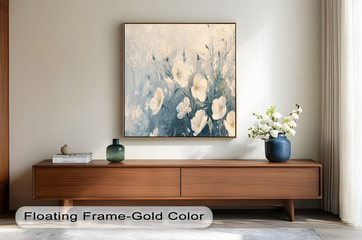 White Wildflower Art – Elegant Floral Oil Painting