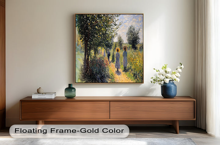 Afternoon Stroll – Sun-Dappled Garden Walk Oil Painting