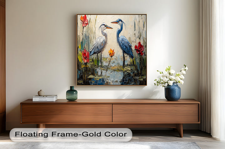 Pair of Herons – Animal Oil Painting