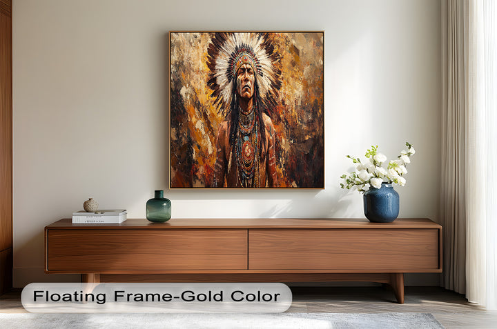 Sacred Flame – Tribal Warrior Portrait Oil Painting