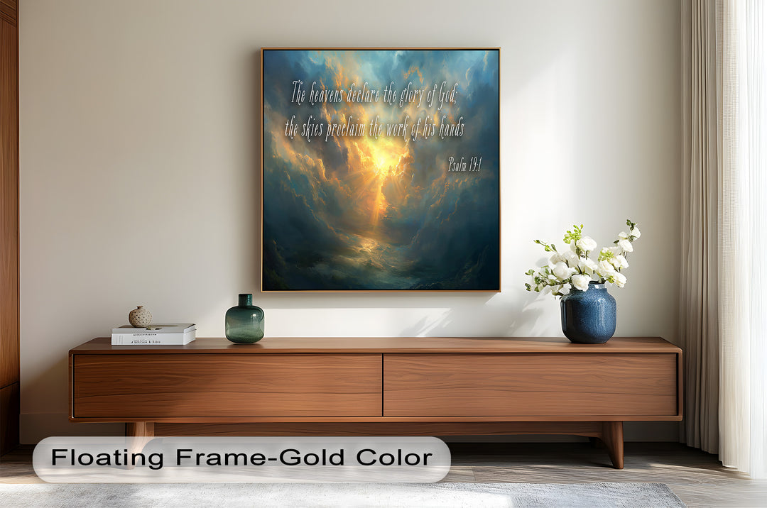Psalm 19:1 – The Heavens Declare Bible Verse Oil Painting