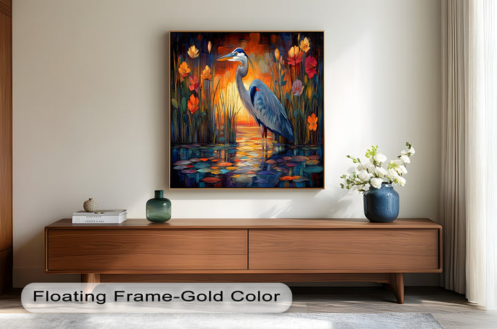 Heron at Sunset  – Animal Oil Painting