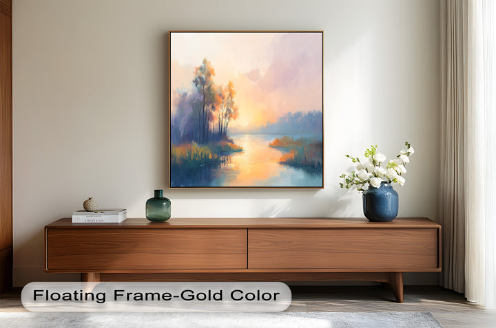Sunrise on a Cold Morning – Framed Landscape Oil Painting