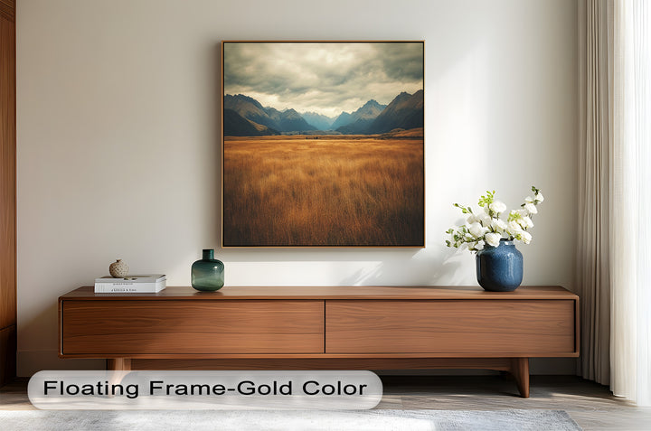 Ölgemälde Golden Meadow – Majestätische Berglandschaft