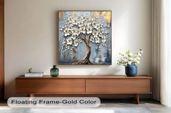 Golden Blossom Tree – Floral Oil Painting