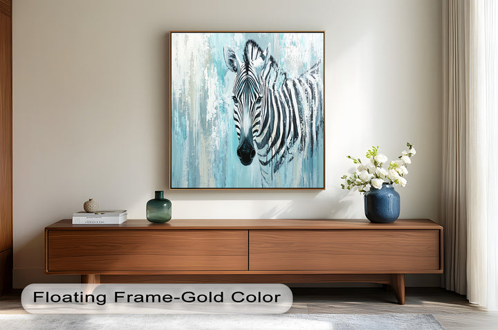 Zebra in Blue Abstract Style - Animal Oil Painting