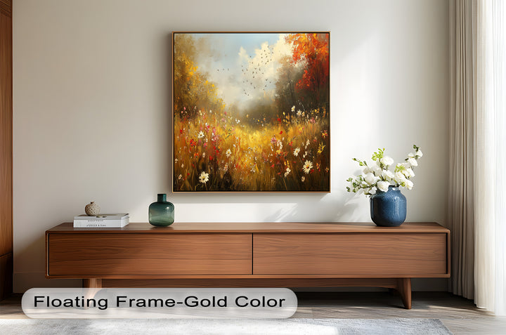 Flowers and Stream – Vibrant Autumn Oil Painting