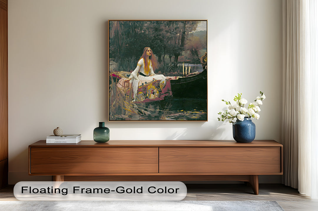 The Lady of Shalott – Romantic River Journey Historic Oil Painting