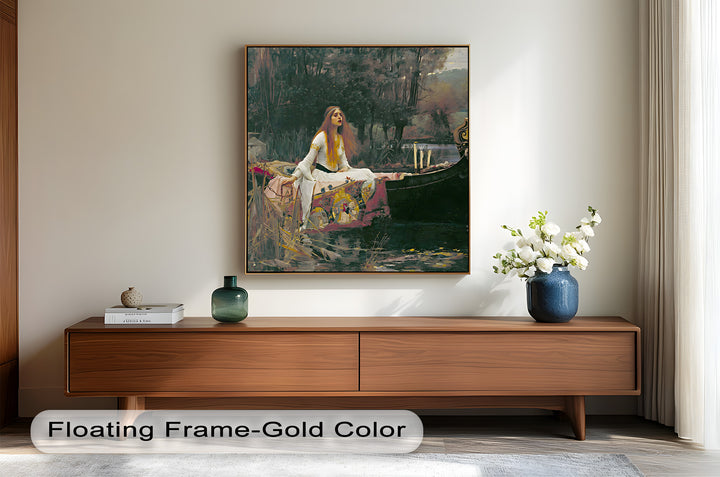 The Lady of Shalott – Romantic River Journey Historic Oil Painting