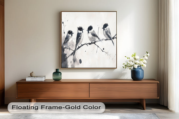 Monochromes Quartett – Vogel-Ölgemälde