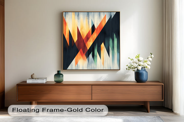 Modern Angular Lines – Bold Geometric Oil Painting