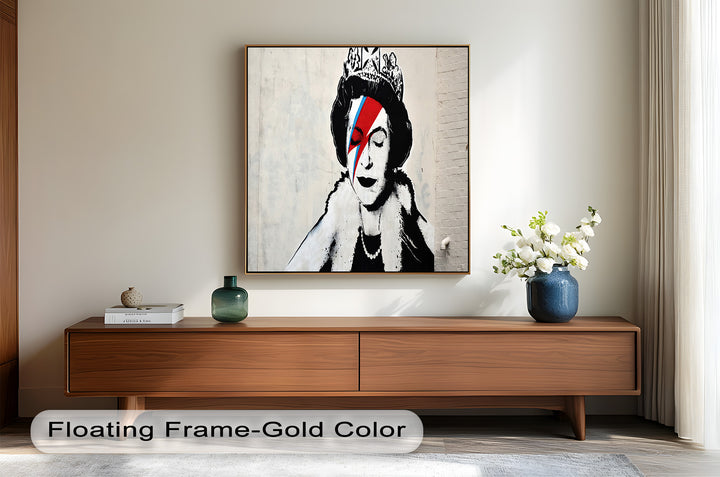 Royal Rebellion – Queen with Bowie Bolt Banksy Oil Painting